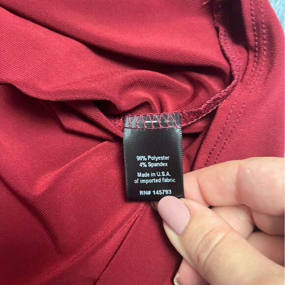 Franne Golde Burgundy Red Slinky Long Sleeve Top Size L - Picture 5 of 5